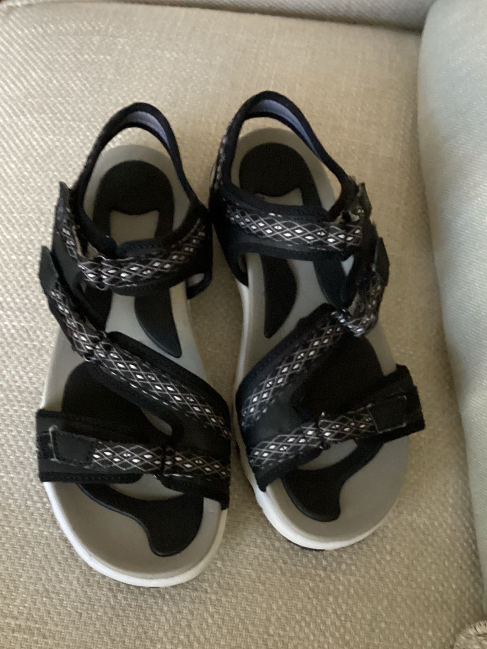 Ryka Black and Gray Strappy Sport Sandals